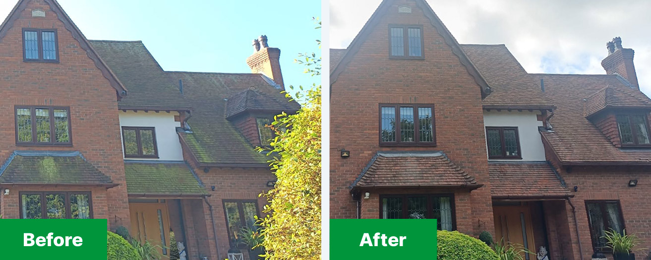 Clay Tile Cleaning With Biocide Treatment